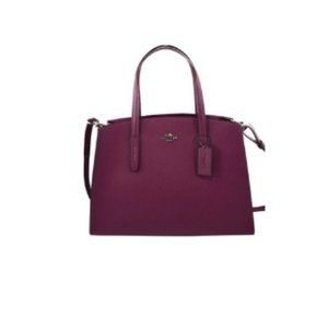 Authentic COACH CHARLIE MEDIUM CARRYALL WILDBERRY IN PEBBLE LEATHER